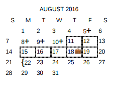 District School Academic Calendar for Highland Forest Elementary for August 2016