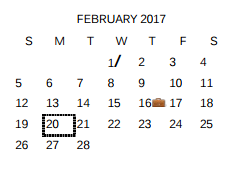 District School Academic Calendar for East Central Dev Ctr for February 2017