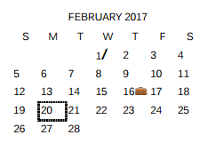 District School Academic Calendar for Student Adjustment Ctr for February 2017