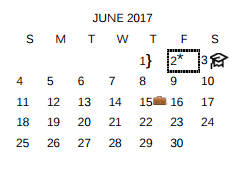 District School Academic Calendar for Pecan Valley Elementary School for June 2017