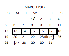 District School Academic Calendar for Oak Crest Intermediate for March 2017