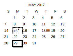 District School Academic Calendar for Harmony Elementary for May 2017