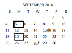 District School Academic Calendar for East Central High School for September 2016