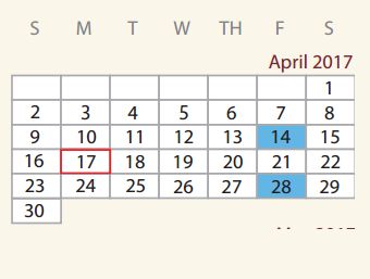 District School Academic Calendar for Cardenas Ctr for April 2017