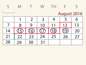District School Academic Calendar for Cenizo Park Elementary School for August 2016