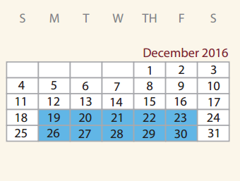 District School Academic Calendar for L B Johnson Elementary School for December 2016