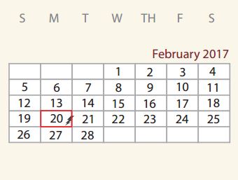 District School Academic Calendar for Alternative Center for February 2017