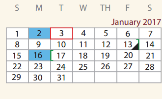 District School Academic Calendar for Edgewood Elementary for January 2017