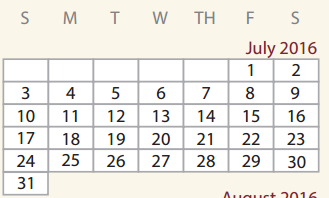 District School Academic Calendar for Edgewood Elementary for July 2016