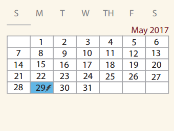 District School Academic Calendar for Memorial High School for May 2017