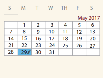 District School Academic Calendar for Van Zandt Ssa for May 2017