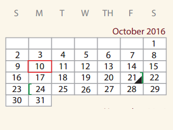 District School Academic Calendar for E T Wrenn Middle School for October 2016