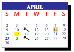 District School Academic Calendar for J J A E P for April 2017