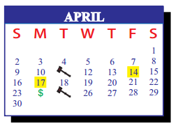 District School Academic Calendar for Dr Thomas Esparza Elementary for April 2017