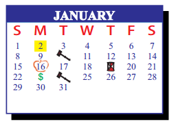 District School Academic Calendar for J J A E P for January 2017