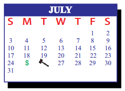 District School Academic Calendar for J J A E P for July 2016