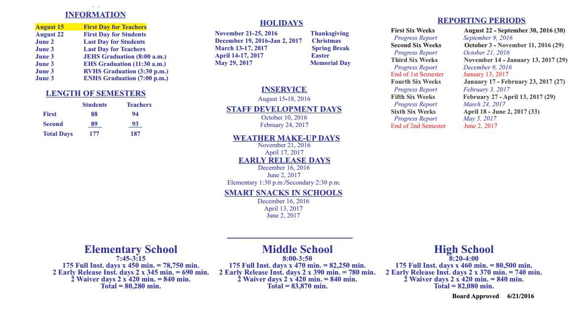District School Academic Calendar Key for De La Vina Elementary