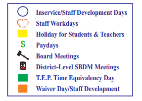 District School Academic Calendar Legend for De La Vina Elementary