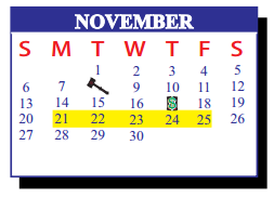 District School Academic Calendar for J J A E P for November 2016