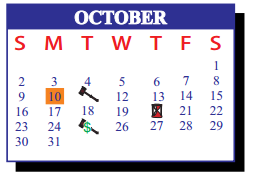 District School Academic Calendar for J J A E P for October 2016