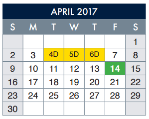 District School Academic Calendar for Telles Academy J J A E P for April 2017