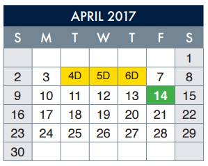 District School Academic Calendar for E-2 Central NE El Don't Use for April 2017