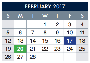 District School Academic Calendar for E-2 Central NE El Don't Use for February 2017