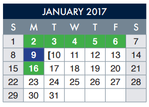District School Academic Calendar for Crosby Elementary for January 2017