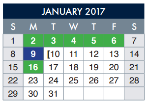 District School Academic Calendar for Coldwell Elementary for January 2017