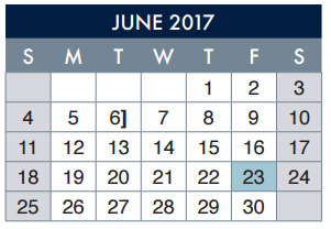 District School Academic Calendar for Cordova Middle for June 2017