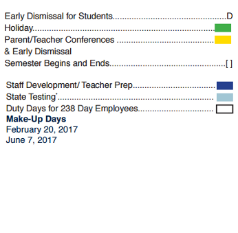 District School Academic Calendar Legend for E-2 Central NE El Don't Use