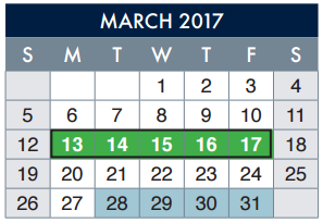 District School Academic Calendar for Silva Health Magnet for March 2017