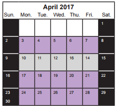 District School Academic Calendar for Valley High for April 2017