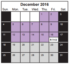 District School Academic Calendar for Elk Grove Elementary for December 2016