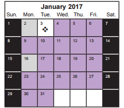 District School Academic Calendar for Elk Grove Charter for January 2017