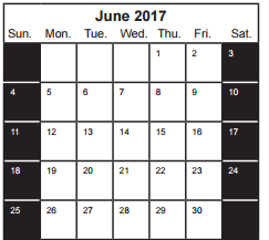 District School Academic Calendar for Kirchgater Elementary for June 2017