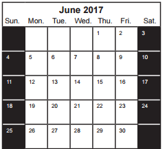 District School Academic Calendar for Irene B. West Elementary for June 2017