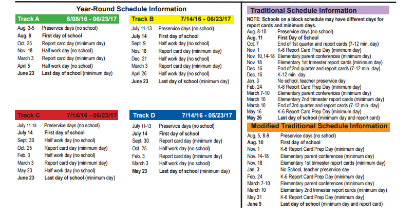 District School Academic Calendar Key for Stone Lake Elementary
