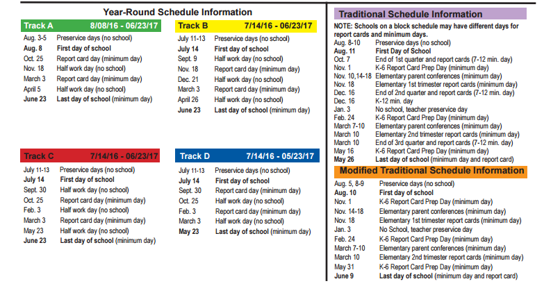 District School Academic Calendar Key for Kerr Middle