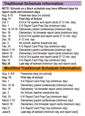 District School Academic Calendar Legend for Butler Elementary