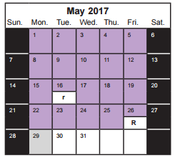 District School Academic Calendar for Sheldon High for May 2017