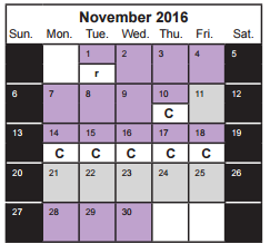 District School Academic Calendar for Elk Grove High for November 2016