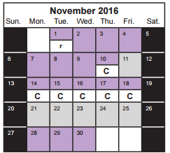 District School Academic Calendar for Daylor High School for November 2016