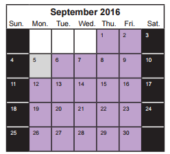 District School Academic Calendar for Rutter Middle School for September 2016