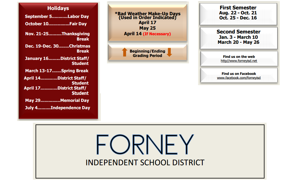 District School Academic Calendar Key for Crosby Elementary