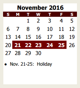 District School Academic Calendar for Lewis Elementary for November 2016