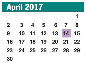 District School Academic Calendar for Mission West Elementary for April 2017