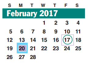 District School Academic Calendar for Scanlan Oaks Elementary for February 2017