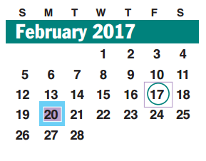 District School Academic Calendar for Brazos Bend Elementary School for February 2017