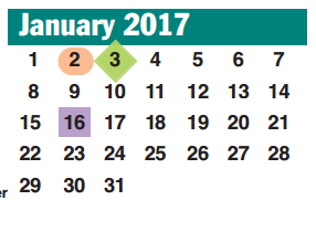 District School Academic Calendar for Hunters Glen Elementary for January 2017
